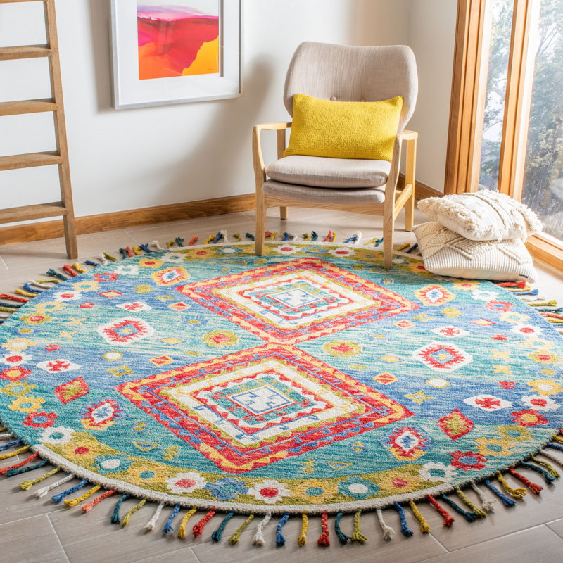 Tapis en laine touffeté à la main Vahakn, Rond 7 pi