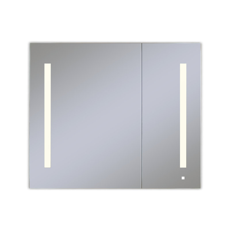 AiO Recessed Frameless Medicine Cabinet with 3 Adjustable Shelves and LED Lighting, Warm White, 29.25" H x 29.25" W x 4" D