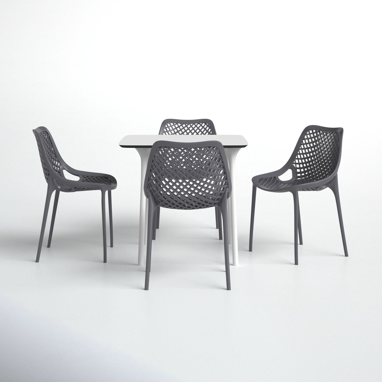 Farrah 31" Patio Dining Set, White/Dark Gray