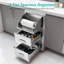 Armoire de cuisine en acier inoxydable avec 3 tiroirs et porte-essuie-tout, l 17 po x H 30 po x P 21 po, organisateur de rangement durable pour le comptoir ou sous l'armoire