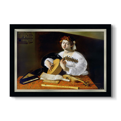Aikin, le joueur de luth (version Wildenstein) par Caravaggio - avec passe-partout mat et encadré sous verre acrylique, grand art mural de salon