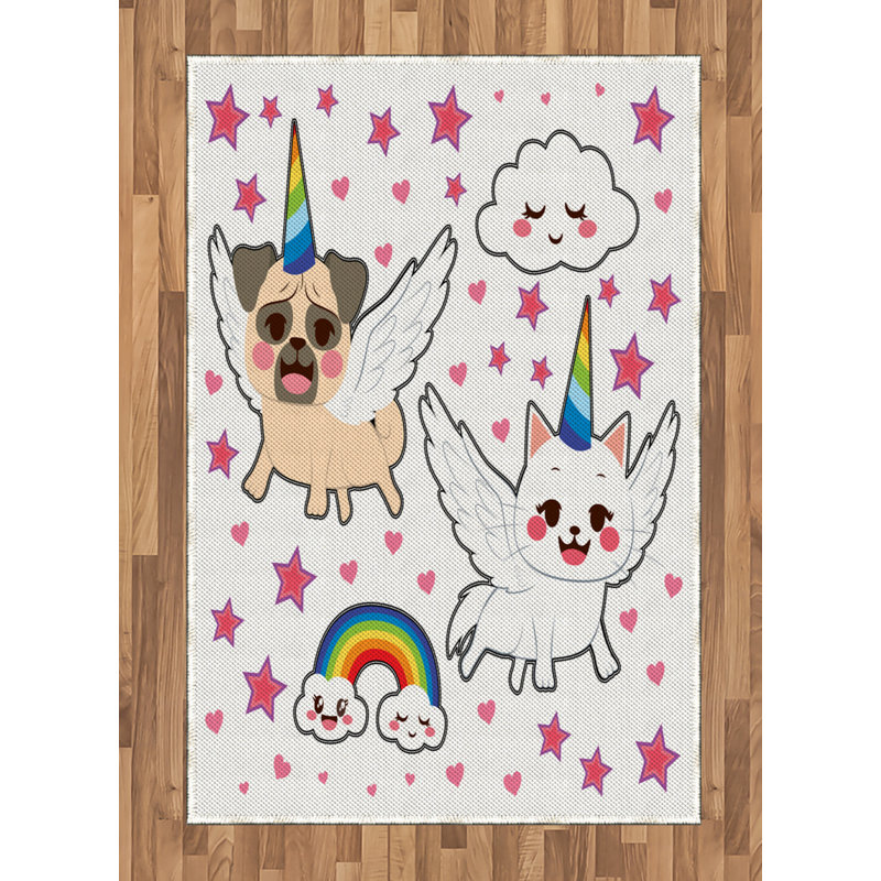 Tapis décoratif Fontenot Unicorn, Rectangle— 4 pi x 5 pi 8 po