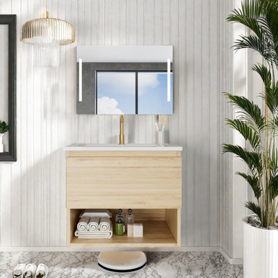Meuble-lavabo moderne avec rangement, 24 po