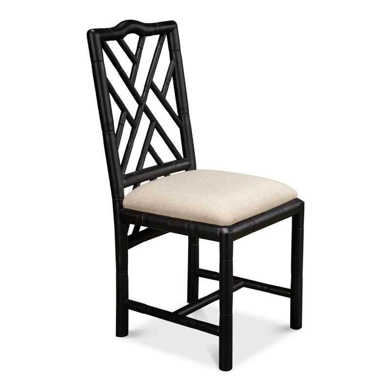 Brighton Fabric Cross Back Side Chair in Beige, Black