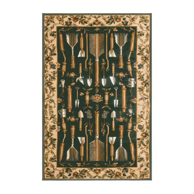 Tapis vert français lavable à la machine, Rectangle 5 pi x 7 pi