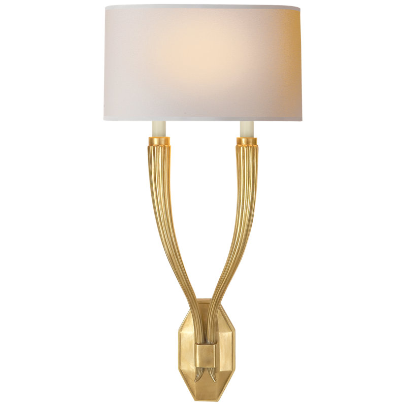Chapman & Myers Ruhlmann Double Sconce, Antique-Burnished Brass, Fabric