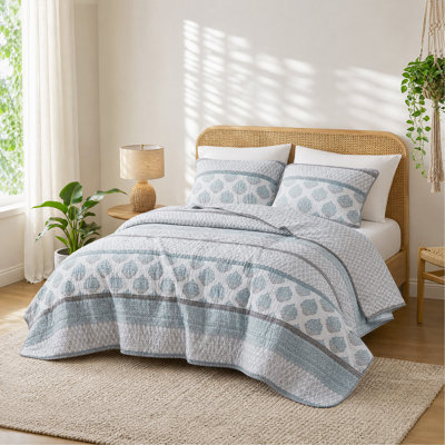 3-Piece King/Cal King Quilt Set,Aqua