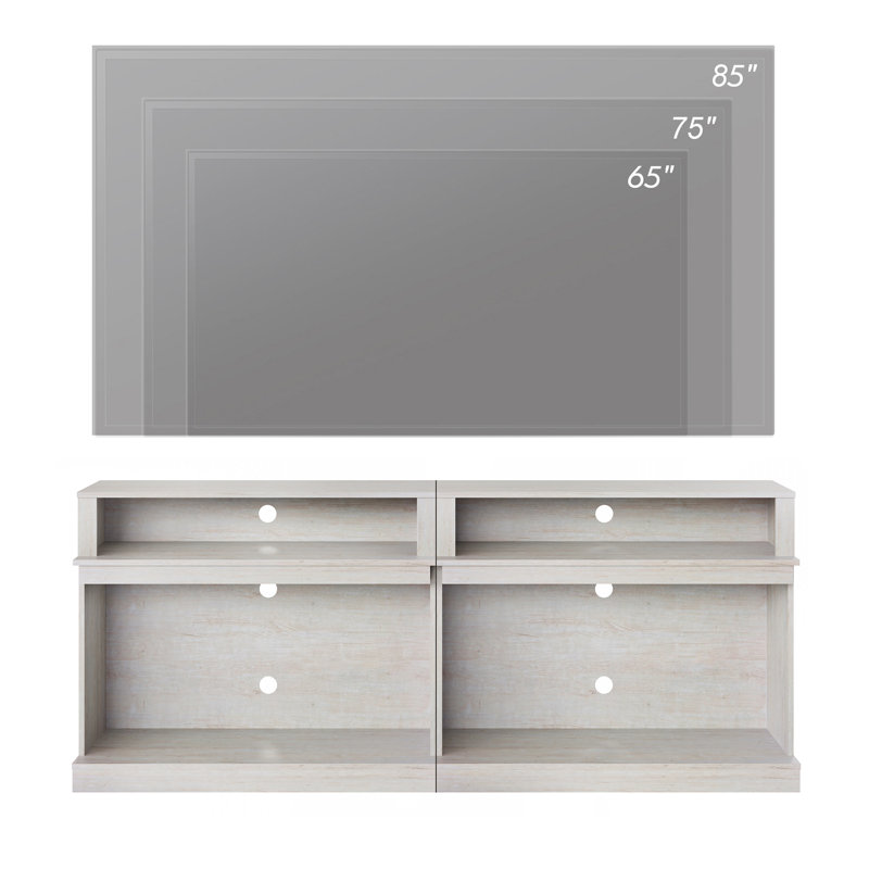 Ivy Bronx, ensemble de 2 unités de divertissement pour 85 pouces avec lumière DEL, Blanc