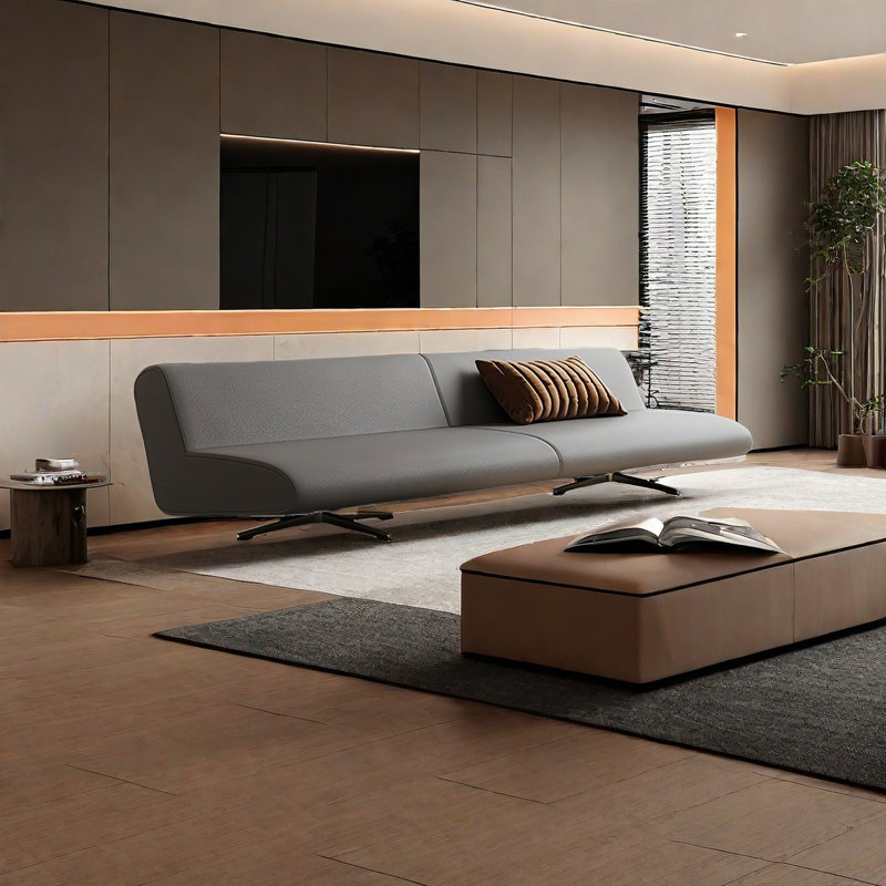 Banc rembourré en similicuir Sereya, Gris, H 19,68 po x l 70,86 po x P 21,65 po