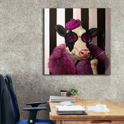 Epic Graffiti 'Lady Moo Moo'  by Lucia Heffernan Canvas Wall Art, 37" x 37"
