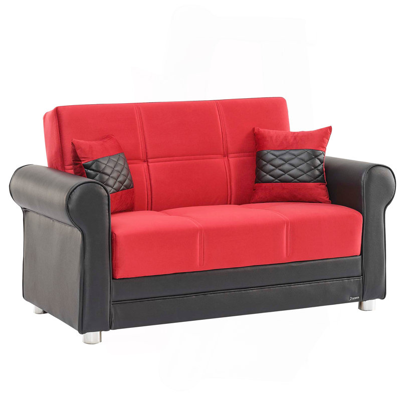 Causeuse convertible avec rangement Collection, Polyuréthane noir, bourgogne