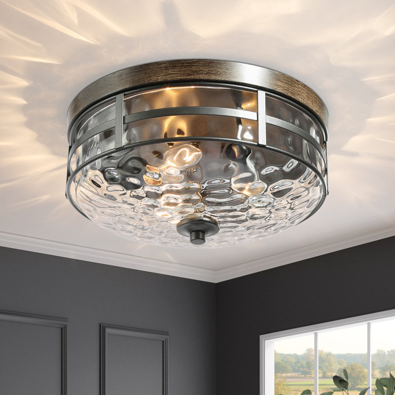 Plafonnier encastré en verre Vauxhall, Faux bois