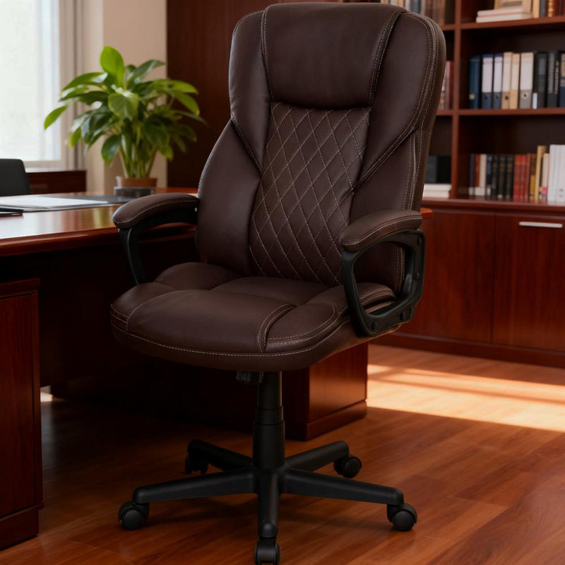 PU Leather Executive Desk Chair With Adjustable Height And Swivel Wheels,High Back Ergonomic Office Chair,For Home And Office