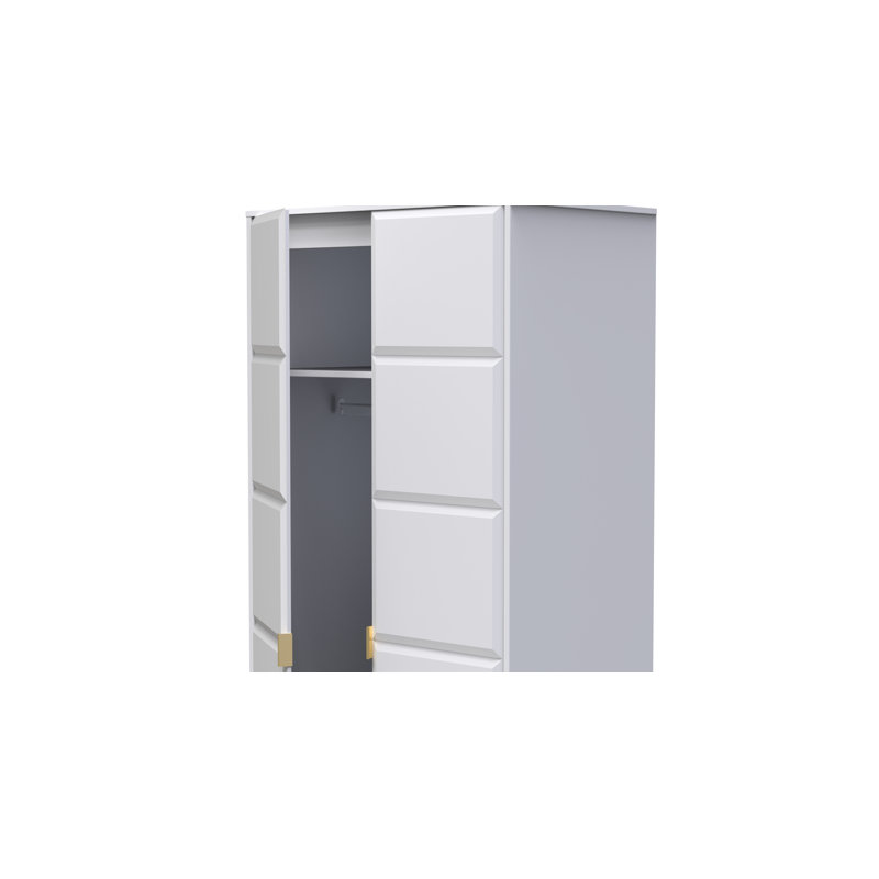 Fully Assembled 3 Door Wardrobe, 197cm H x 74cm W x 53cm D, White