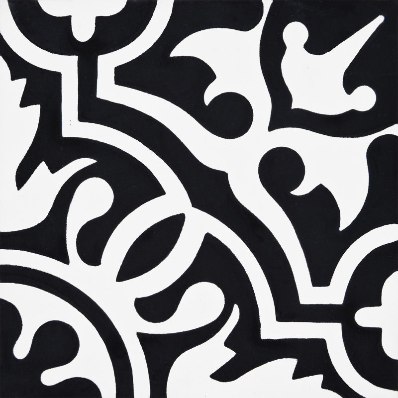 Baha 8 in. x 8 in. Tile, Black/White