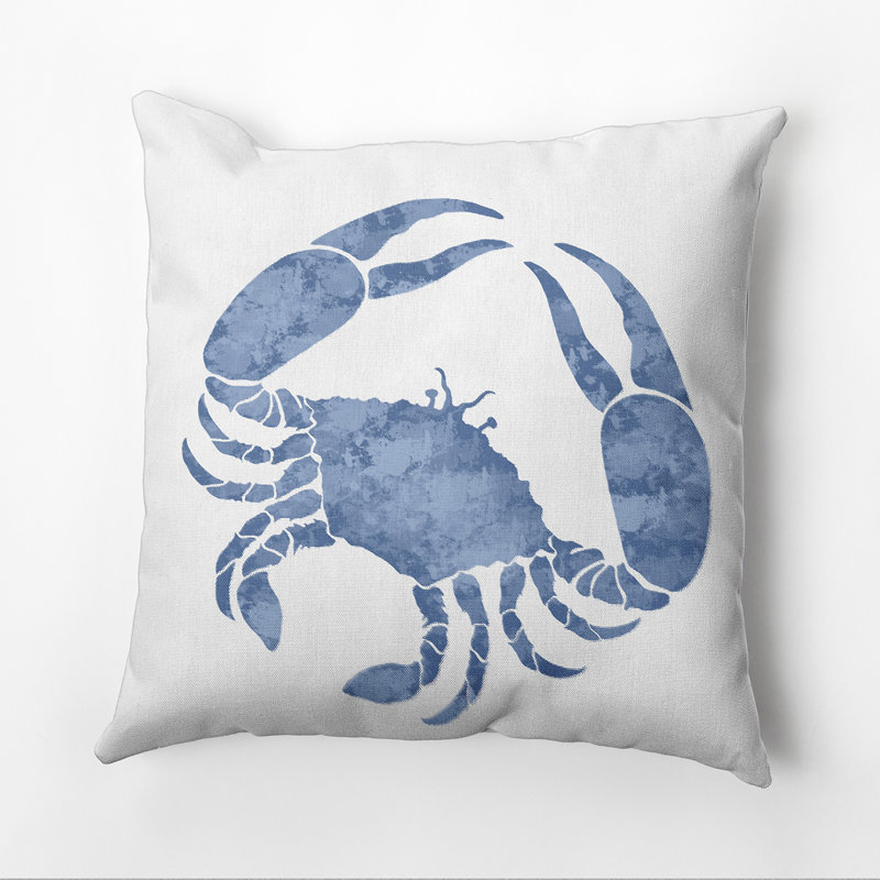 Beach Vacation Crab Square Pillow Cover & Insert, Blue, 18" H x 18" W