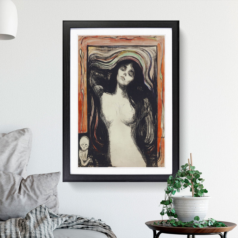 Madonna Vol.1 by Edvard Munch - Picture Frame Painting, 65cm H x 48cm W x 2cm D, Black Framed