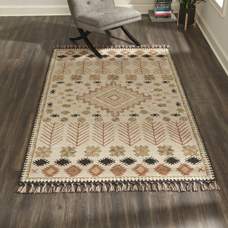 Tahoe Wool Southwestern Area Rug in Pink/Beige/Black, Runner 2'3" x 8'