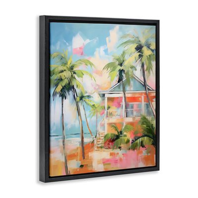 Blue Beach House Abstract Floating Frame, design by LSR Design Studio