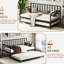Lit de jour simple avec lit gigogne, structure de lit en métal pour chambre d'amis, peu encombrant, éléments classiques de style moderne, support robuste, rangement inférieur, assemblage facile, construction facile