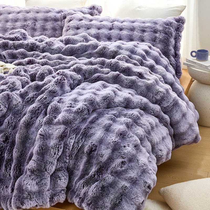 Ensemble d'édredon très grand Snowball Chunky Bunny - Coma, Édredon pour grand lit + 2 taies décoratives, Mauve
