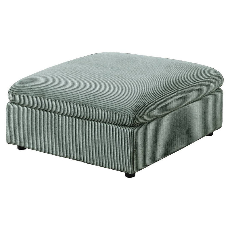 Repose-pieds Joana, velours côtelé, carré modulaire 39 po Joana, Vert sauge
