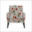 Fauteuil d'appoint compact orange pastel à motif floral, pieds en bois massif pour petits espaces