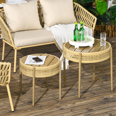 Ensemble de 2 tables de patio en osier