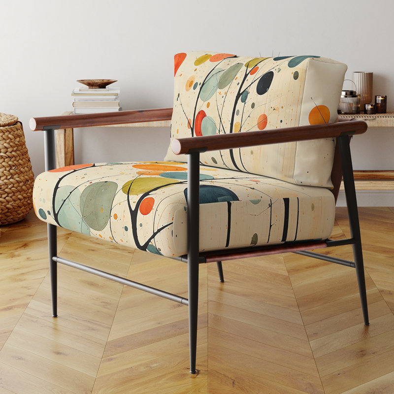 Fauteuil d'appoint rembourré beige Mid Century, Noir