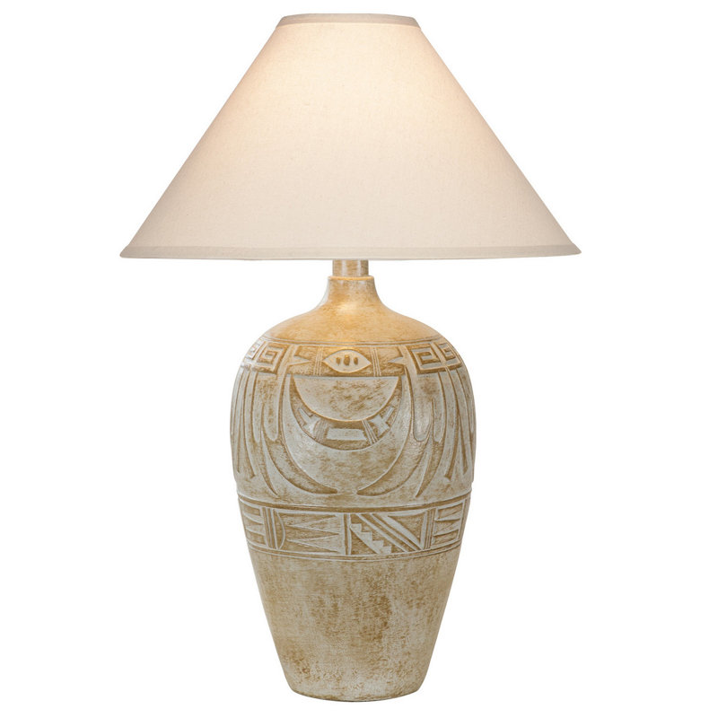 Kanisha Hydrocal Table Lamp, Light Brown/Grey, 29" H x 21" W x 21" D