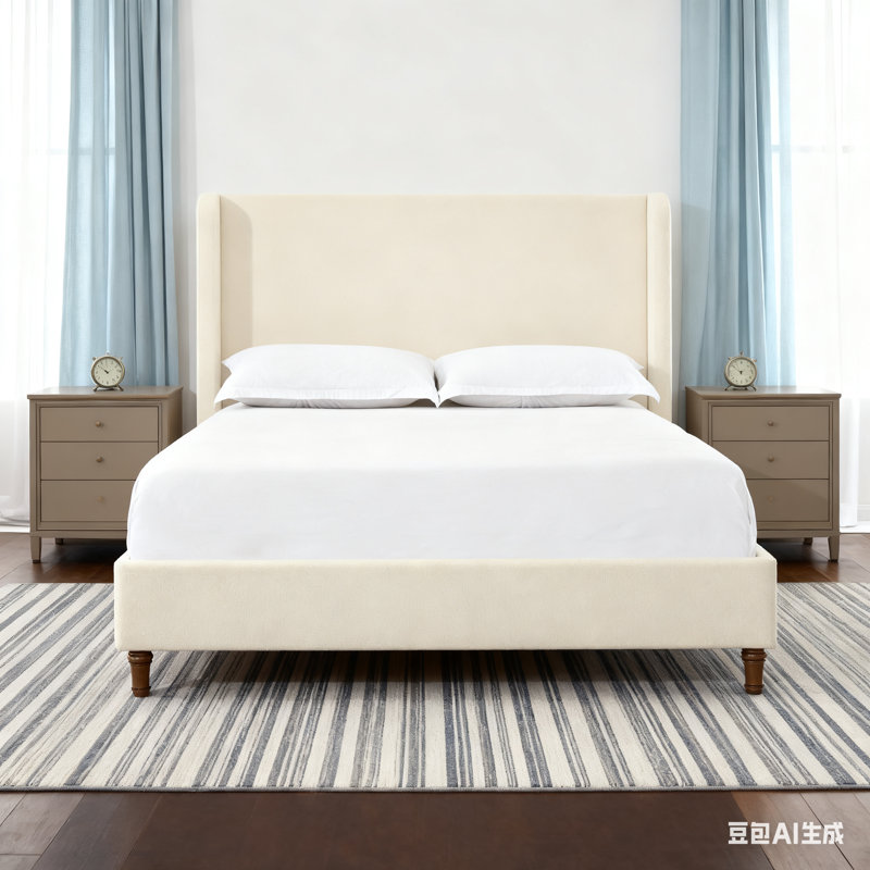 Lit tapissier Modern, Ivoire, Grand