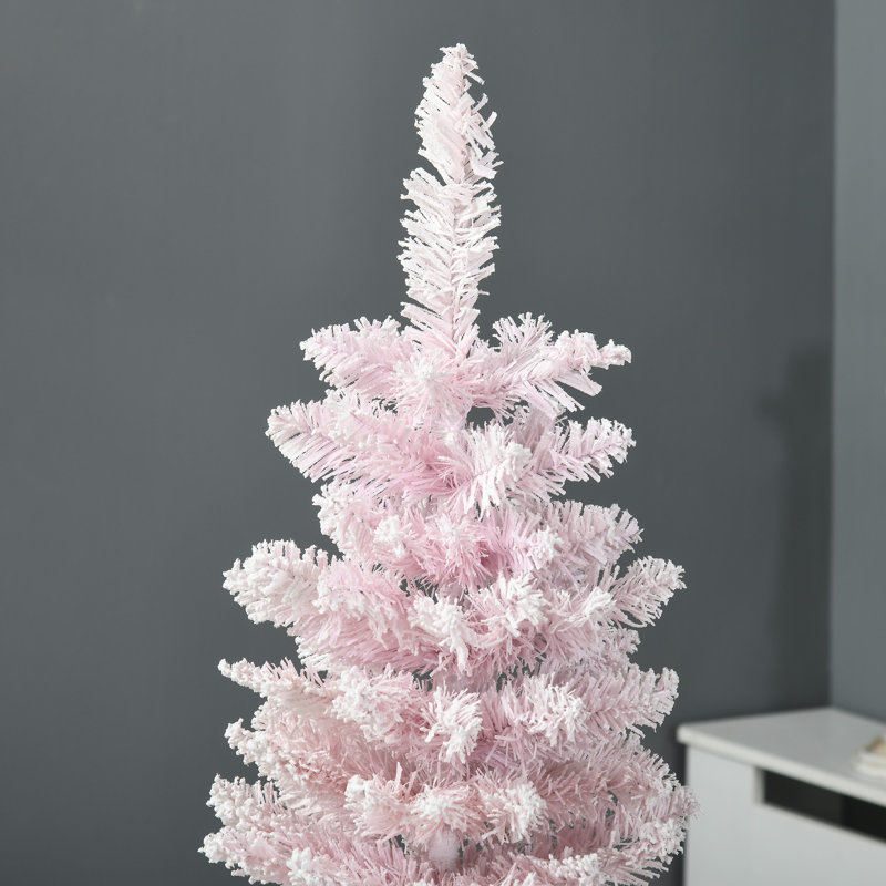Arbre de Noël neige enneigé, 4.92', Rose