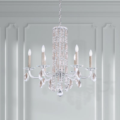 Siena 6 Light 24.5in x 23.5in Chandelier in Antique Silver with Clear Radiance Crystals