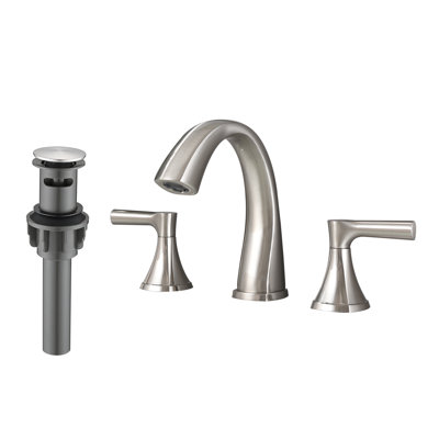 Robinet de salle de bain espacé à deux poignées avec installation à 3 trous et nickel brossé - mise à niveau facile, évier à débit instantané précis, technologie avancée, fonctionnement en douceur