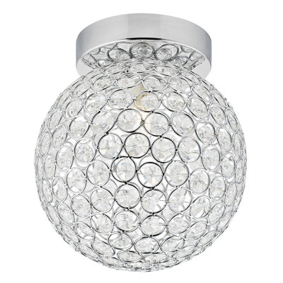 Robert Modern Metal and Clear Beaded Glass IP44 Rated Bathroom Ceiling Light