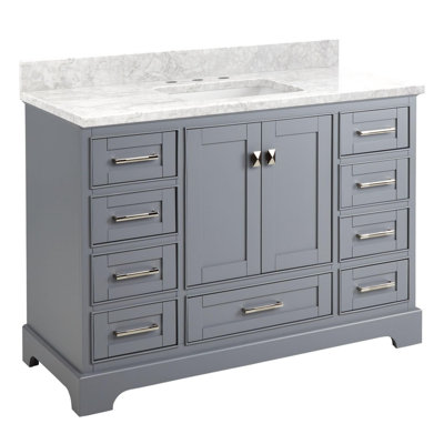 Quen 48" Freestanding Single Basin Vanity Set with Cabinet, Vanity Top
