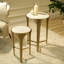 Marble Top Round Nesting End Table for Living Room Furniture, Gold Metal Nest of Side Tables