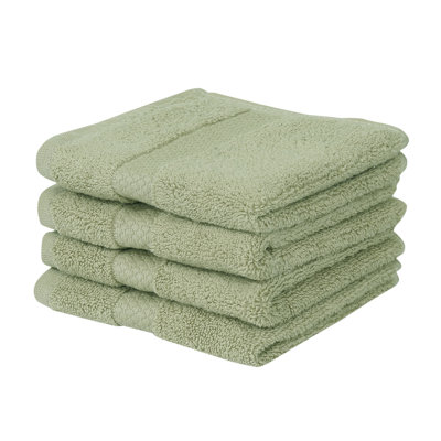 Splash 100% Cotton Zero Twist Washcloth Set, 550 GSM Soft Absorbent Cotton Washcloths & Face Towels for Bathroom, Spa & Daily Use, OEKO-TEX Certified, 4 Pack, Dark Sage
