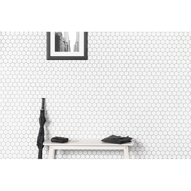 Le Cafe Hex 2" x 2" Porcelain Mosaic Wall & Floor Tile, White