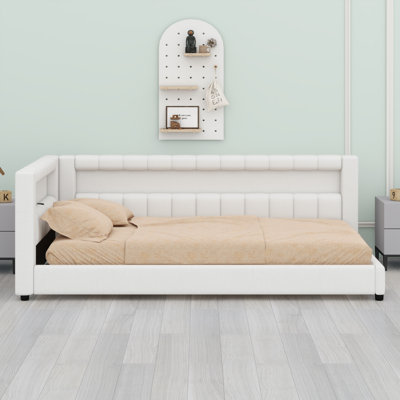 Upholstered Bed Frame with LED Lighting and USB Ports