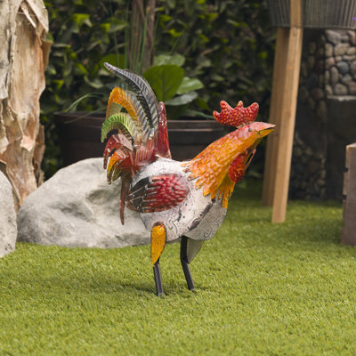 Statue de jardin en métal coq