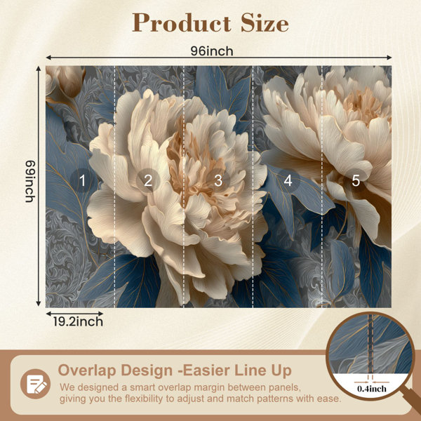 Red Barrel Studio Floral Peel and Stick Wallpaper Ornate Peony Art ...
