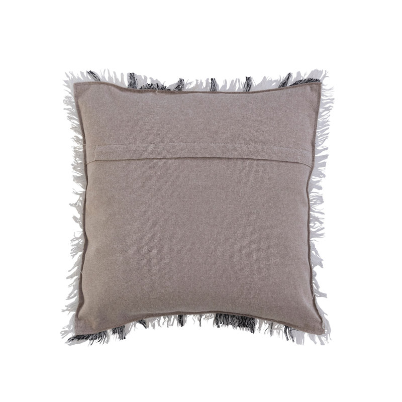 18" Black and White Geometric Woven Cotton Pillow