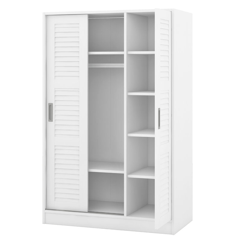 Penderie à 3 portes avec tablettes, blanc
