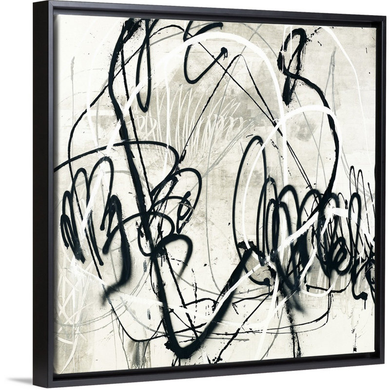« down stroke », peinture sur toile, Cadre flottant noir, H 37,7 po x l 37,7 po x P 1,75 po
