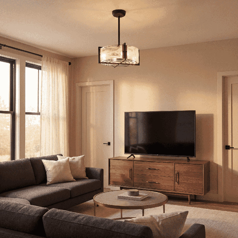 Hayward 4-Light Fan D'Lier in Matte Black with Warm Brass Accents