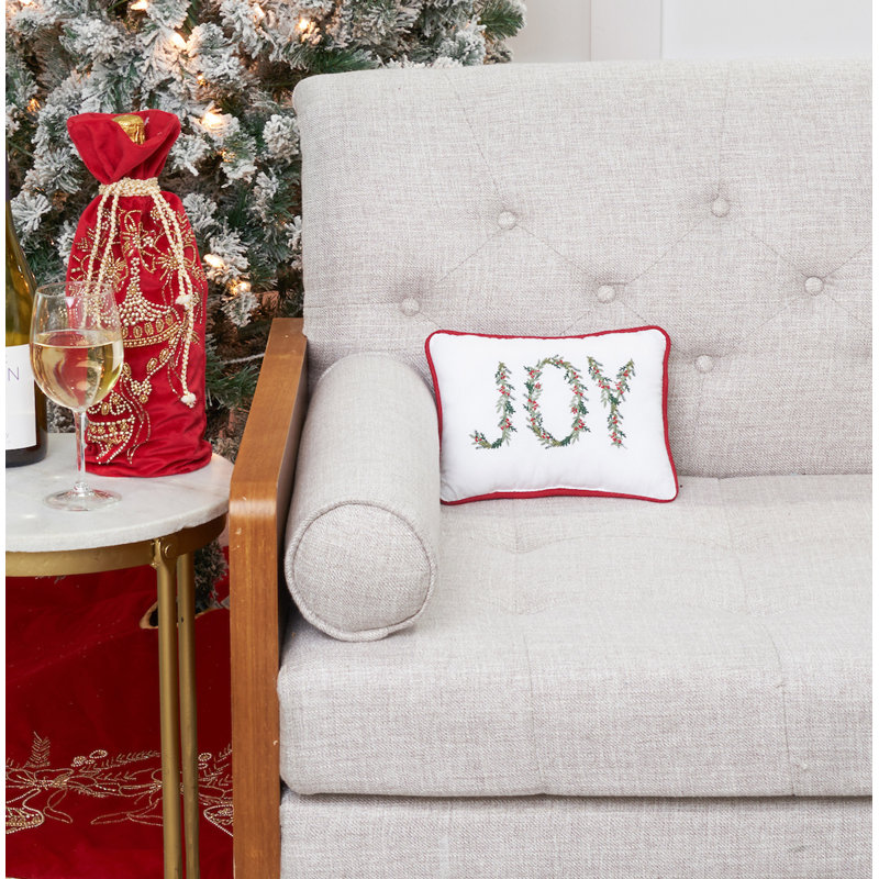 Coussin décoratif brodé 9 "x 6 5" Holly Berry Joy Mistletoe