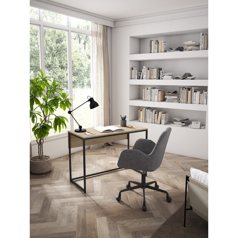 Metal Base Writing Desk, Light Oak