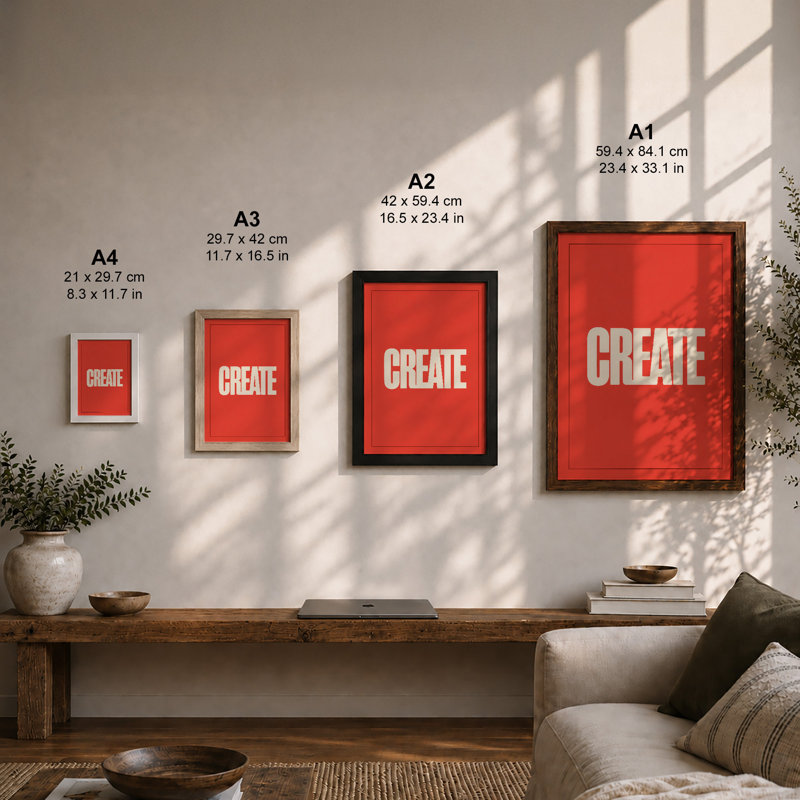 Create Typography - Framed Print, A3 - 42.0 x 29.7 cm, White