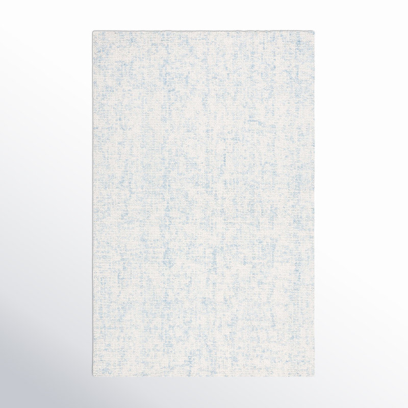 Fredi Abstract Hand Tufted Wool/Cotton Area Rug in Light Blue/Ivory, Rectangle 5' x 8'